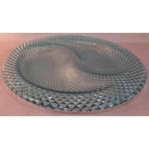 Oval Aqua Divided BOWL with diamond pattern, Made in Italy Murero Glass recycled